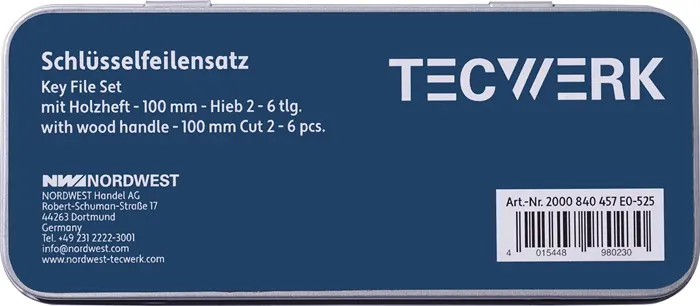 Sleutelvijl-set DIN 7283 A-F lengte 100 mm