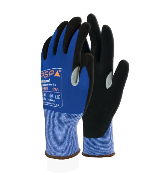 PSP 10-470 Allround Nitrile Sandy Pro TS Werkhandschoen Blauw / Zwart