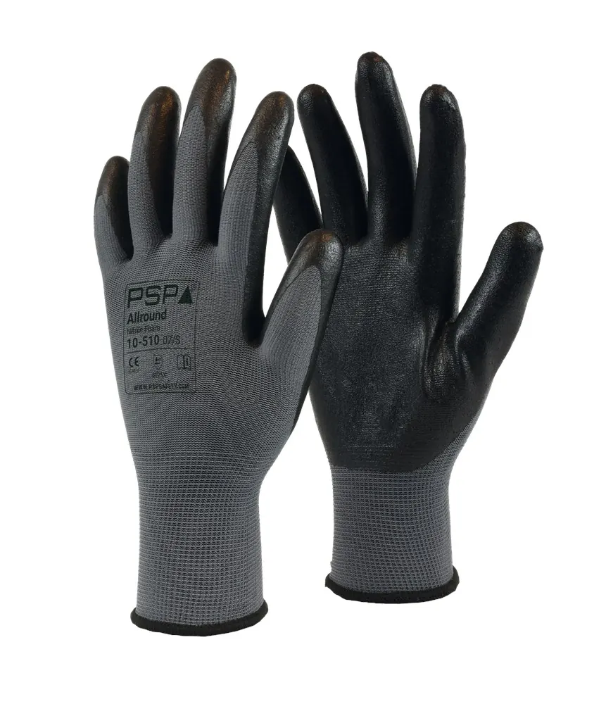 PSP 10-510 Allround Nitril Schuim Werkhandschoen 8 Grijs / Zwart