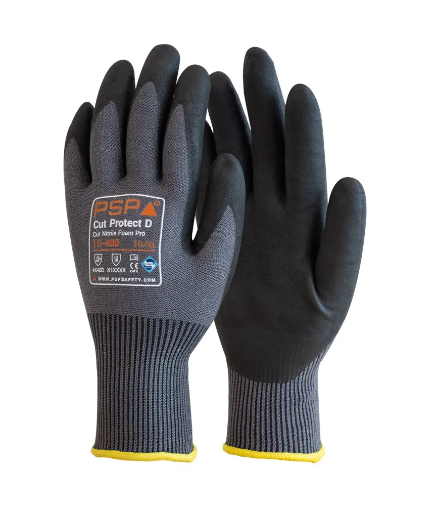 PSP 15-400 Cut Protect D Cut Nitrile Foam Pro Werkhandschoen 10 Grijs / Zwart