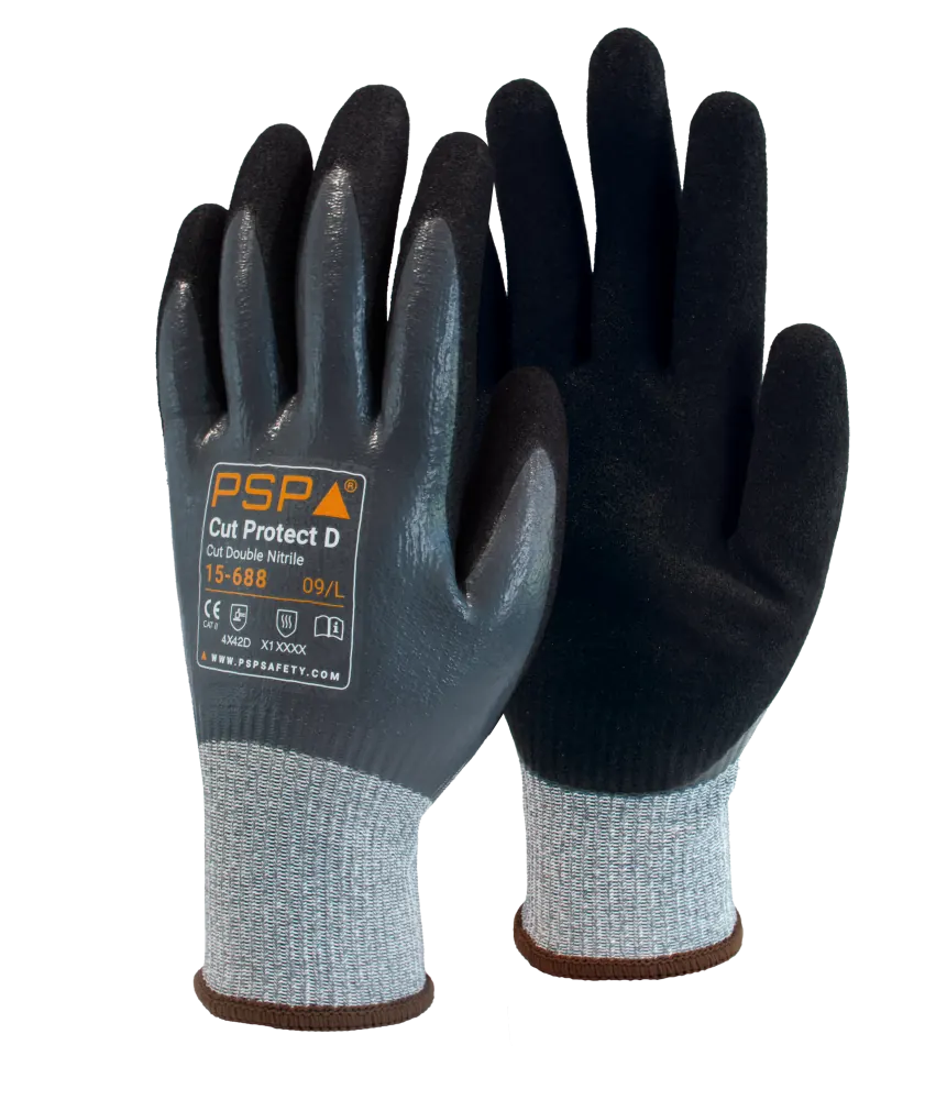 PSP 15-688 Cut Protect D, Cut Double Nitrile 11-2XL Grijs / Zwart