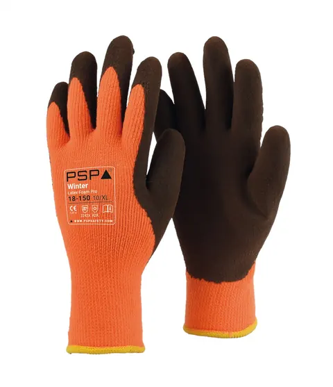 PSP 18-150 Winter Latex Foam Pro werkhandschoen Hi-Viz Oranje / Bruin