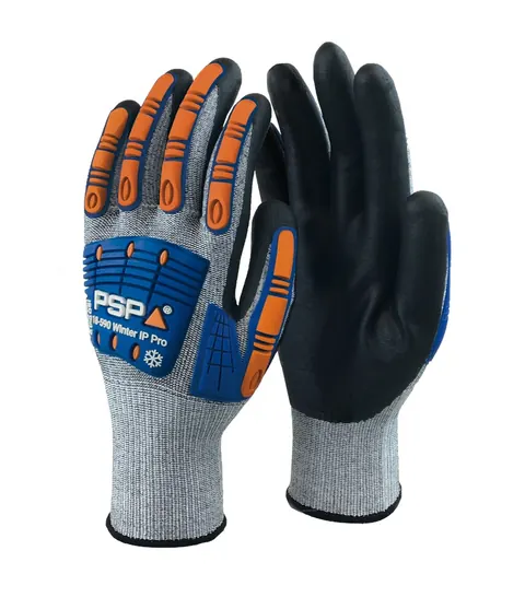 PSP 18-590 Cut D IP Winter Pro Werkhandschoen Grijs - Zwart - Blauw/Oranje