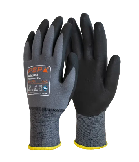 PSP 10-570 Allround Nitrile Foam Plus Werkhandschoen 06-XS Grijs / Zwart