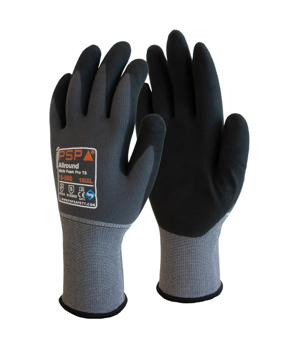 PSP 10-580 Allround Nitrile Foam Pro TS Werkhandschoen 06-XS Grijs / Zwart