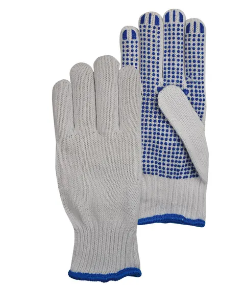 PSP 20-300 Rondgebreide Poly / Katoen Handschoen Met PVC Nopjes One size