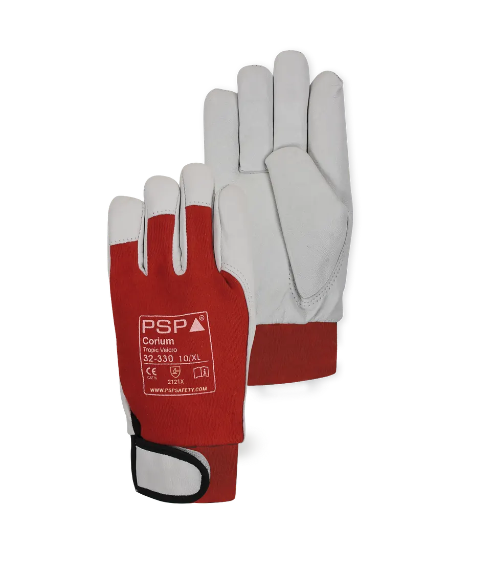 PSP 32-330 Lederen tropic werkhandschoen met Velcro sluiting 11 naturel/rood