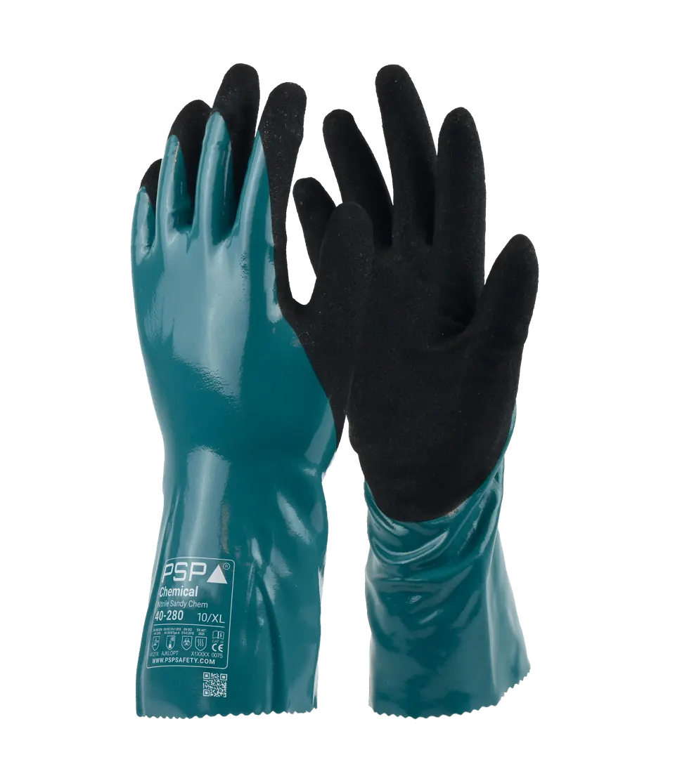 PSP 40-280 Chemical Nitrile Sandy Chem Werkhandschoen Groen - Blauw / Zwart