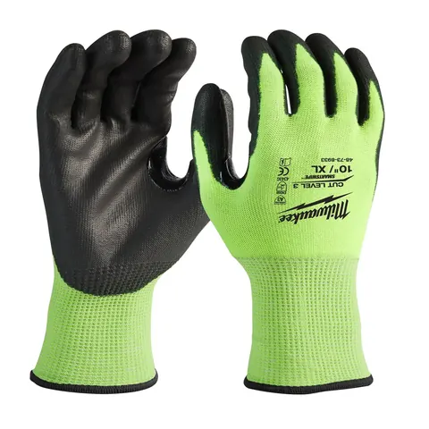 Milwaukee Hi-vis werkhandschoenen snijklasse 3/C 10 Hi-vis geel / zwart