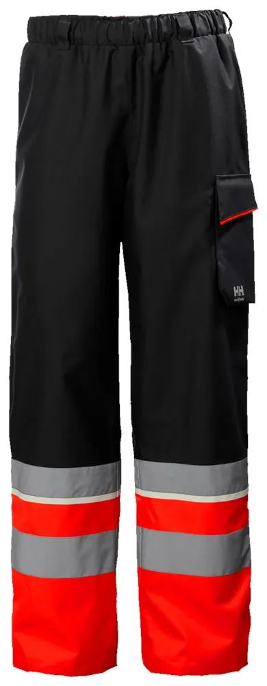 Helly Hansen 71186 Uc-Me Shell Broek Cl1 Hi Vis Rood/Ebbenhout
