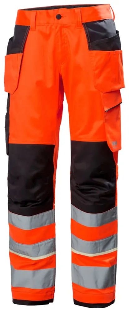 Helly Hansen 77512 Uc-Me Construction Broek CL 2 D124 Hi Vis Rood/Ebbenhout