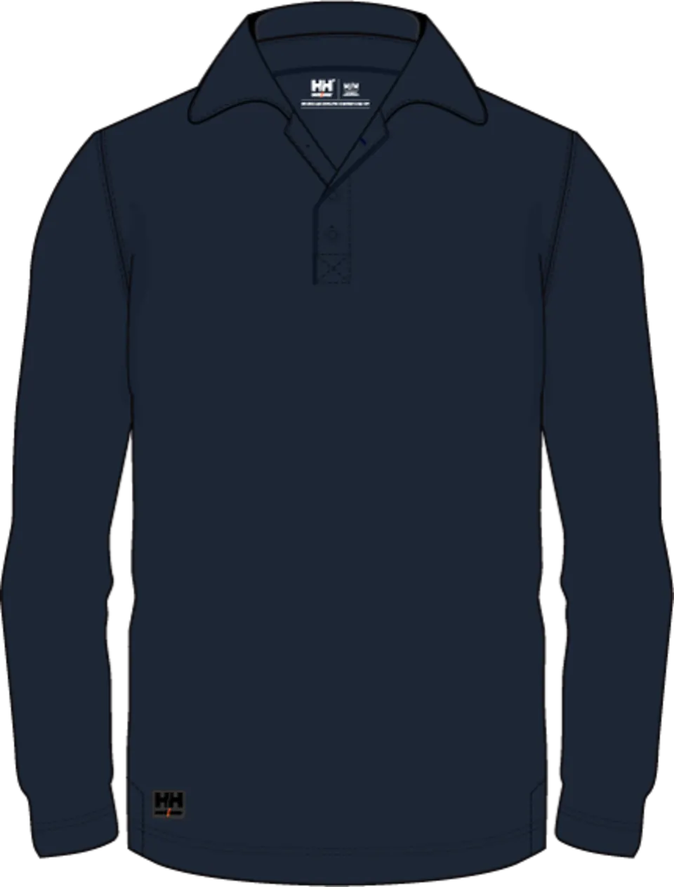Helly Hansen 79250 Tech Longsleeve Polo 3XL Zwart/Donkeroranje