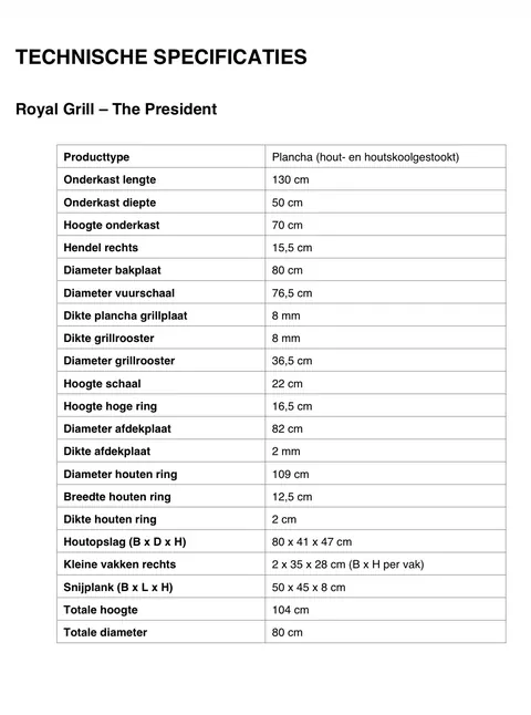 Royal Grill – The President Houtgestookte Plancha BBQ - Cortenstaal — extra foto