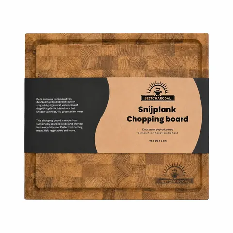BestCharcoal Snijplank Kopshout Eiken 40 x 30 x 4 cm