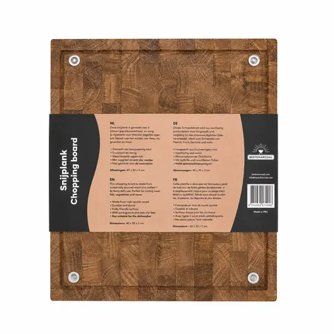 BestCharcoal Snijplank Kopshout Eiken 40 x 30 x 4 cm — extra foto
