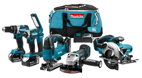 MAKITA LXT 18 V COMBISET (KLOP)BOREN, (SLAG)SCHROEVEN, ZAGEN EN SLIJPE