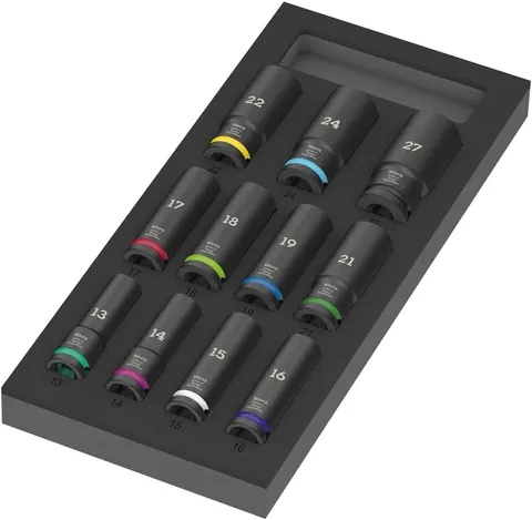 9725 SCHUIMRUBBEREN INZETSTUK MET ZYKLOP C, 1/2", IMPAKTOR DEEP DOPPEN SET 1, 11-DELIG