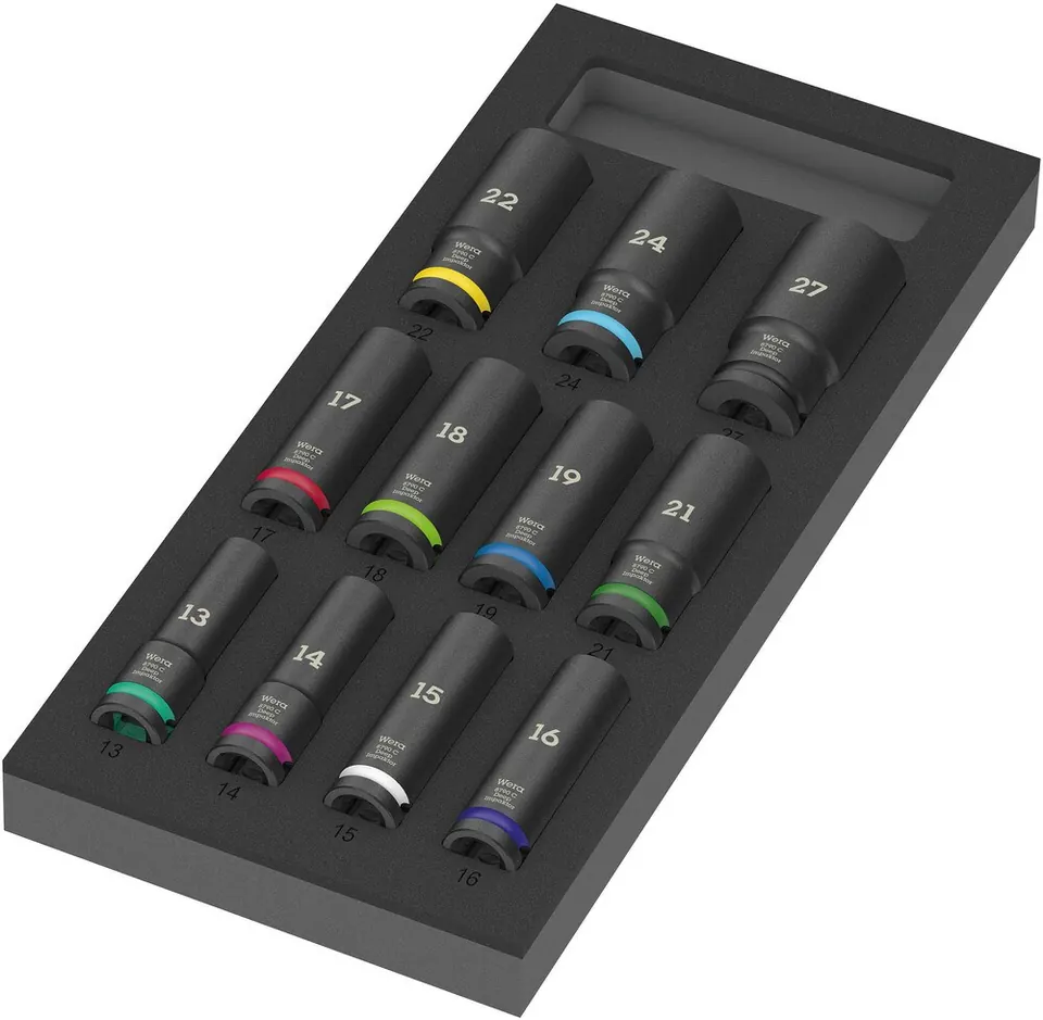 9725 SCHUIMRUBBEREN INZETSTUK MET ZYKLOP C, 1/2", IMPAKTOR DEEP DOPPEN SET 1, 11-DELIG